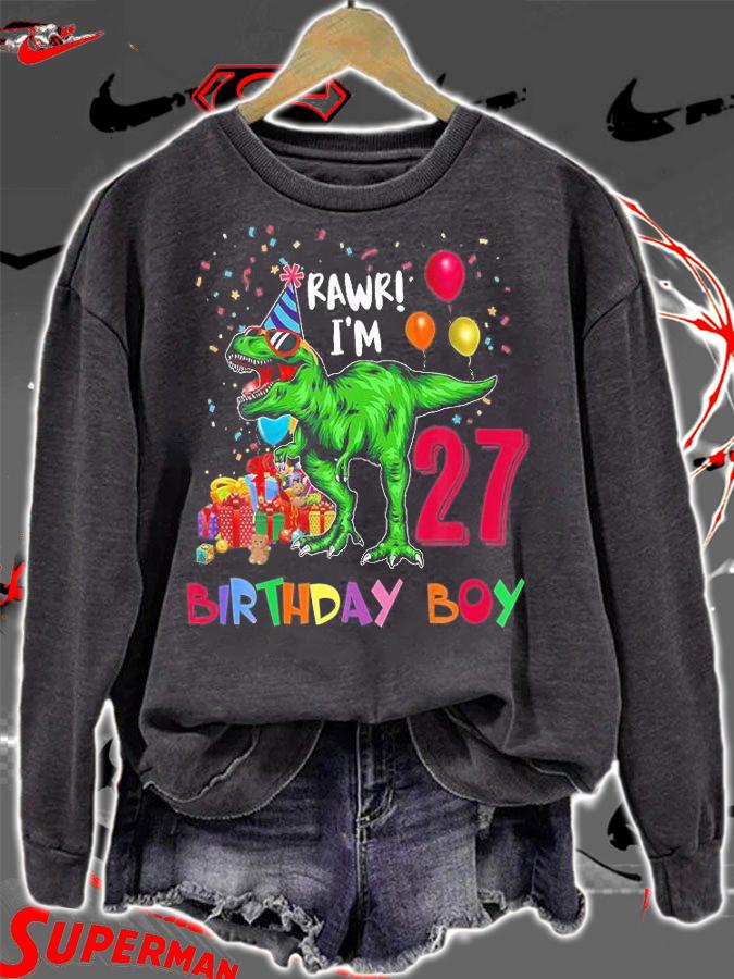27Th Birthday Boy Dinosaur Rawr T-Rex Happy Birthday 27 T-Shirt