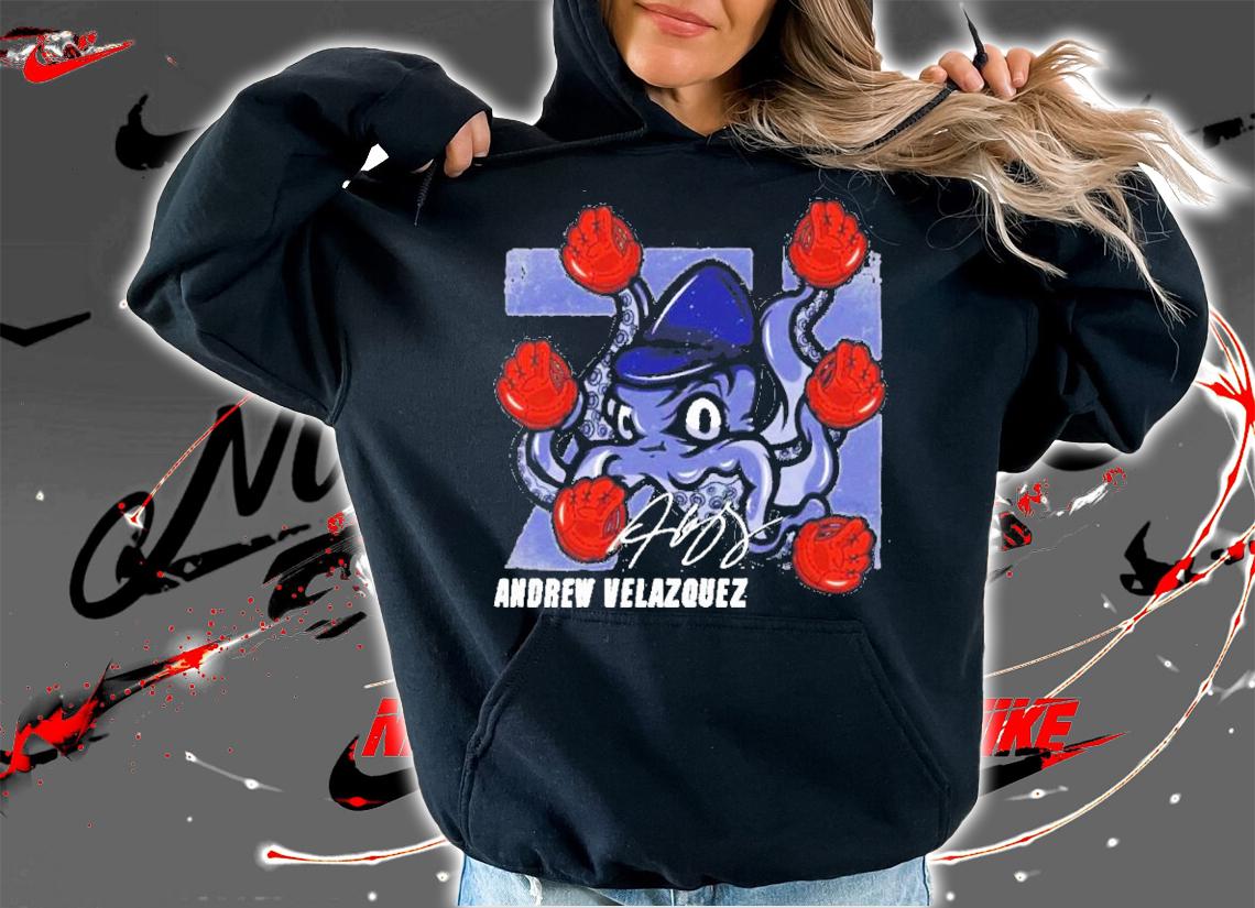 Andrew Velazquez New York logo Baseball signature t-shirt