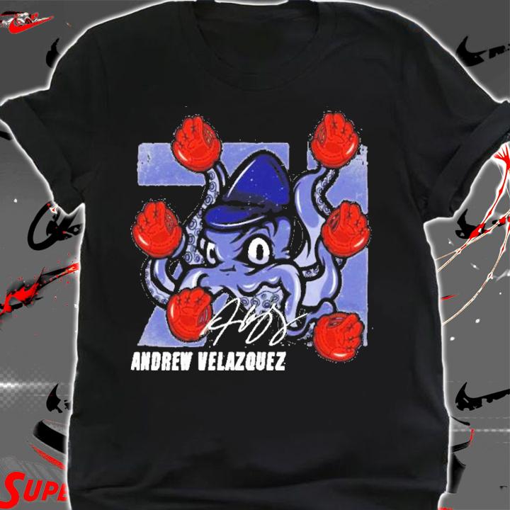Andrew Velazquez New York logo Baseball signature t-shirt