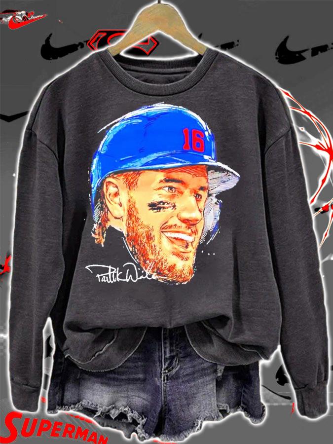 Chicago Baseball 16 Patrick Wisdom Portrait signature shirt sweatshirt