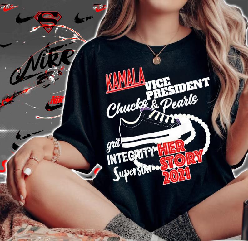 Kamala vice president Chucks and pearls grit integrity superstar her story 2021 shirt