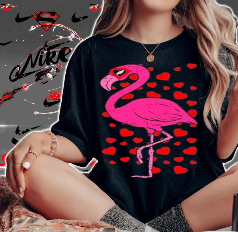 Flamingo Heart Cute Valentines Day shirt woman shirt