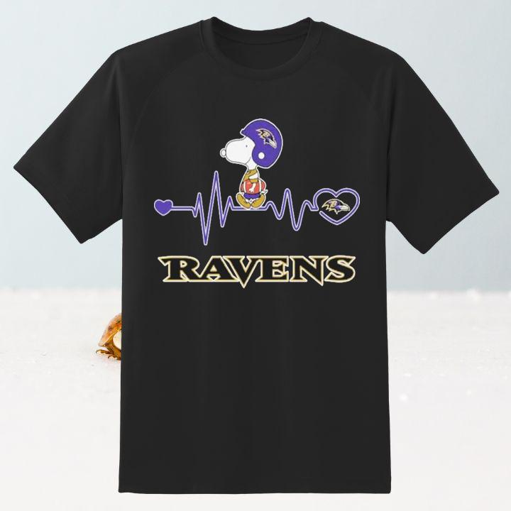 Official Snoopy Baltimore Ravens Football Heartbeat T-Shirt