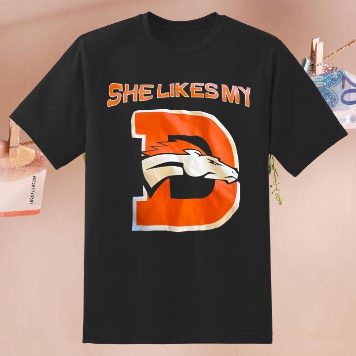 Personalized She Likes My Denver Broncos T-Shirt