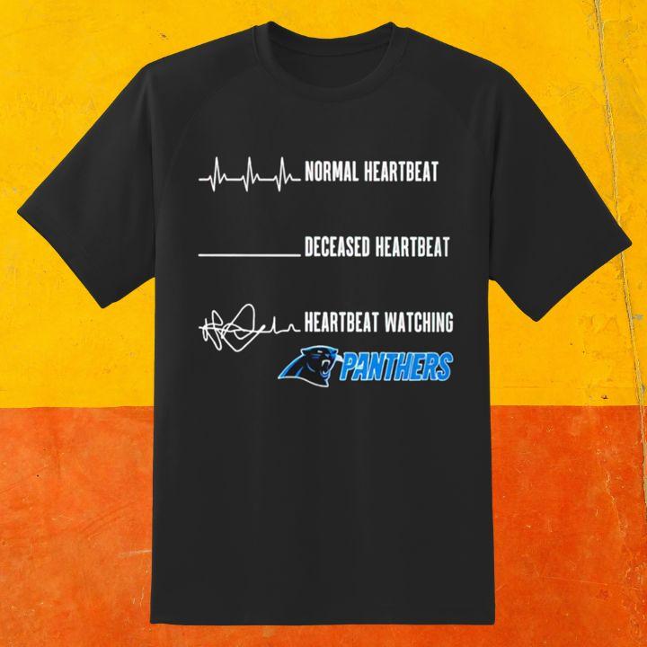 Official Normal Heartbeat Deceased Heartbeat Watching Carolina Panthers Logo T-Shirt