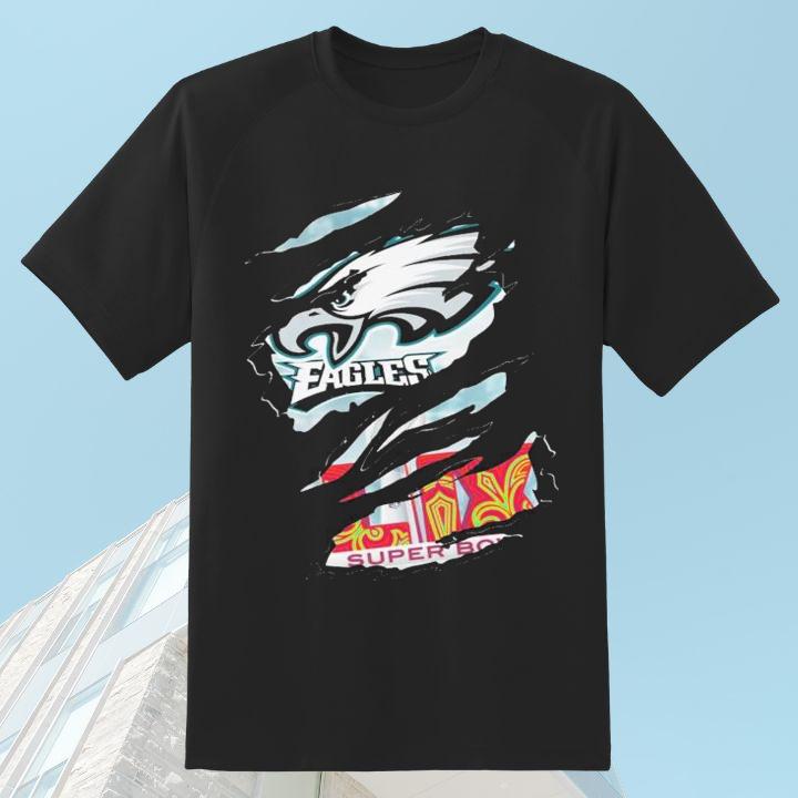 Philadelphia Eagles Logo Super Bowl Lix 2025 Torn Scratch Shirt
