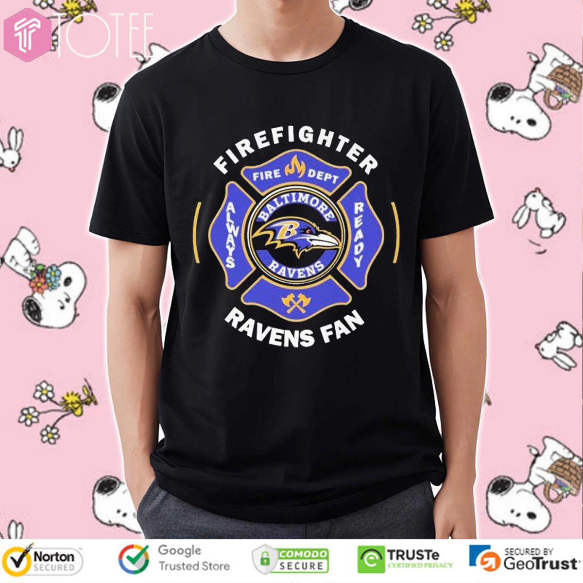 Fire Dept Baltimore Ravens Logo Football Firefighter T-Shirt