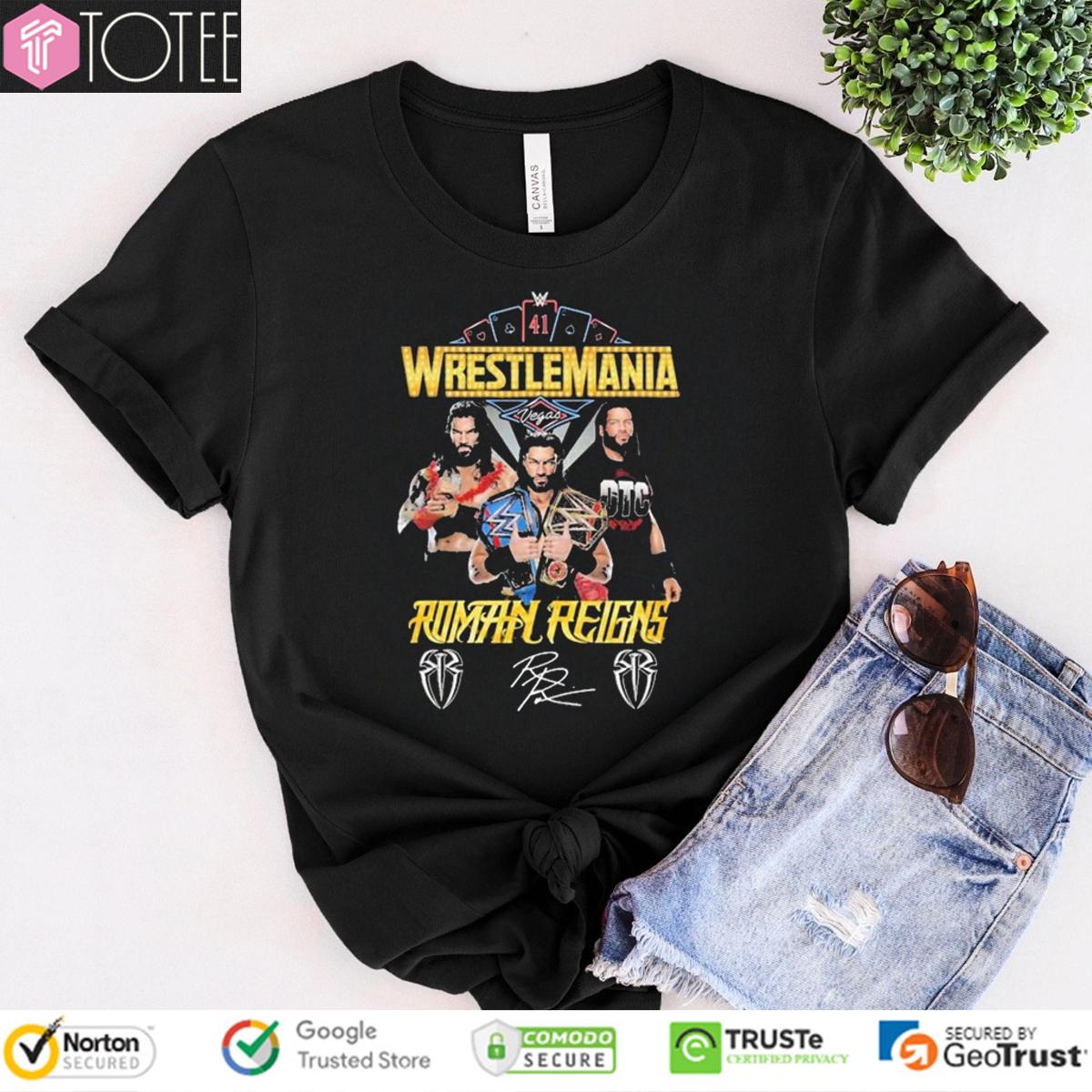 WrestleMania Las Vegas Roman Reigns WWE Signature T-Shirt