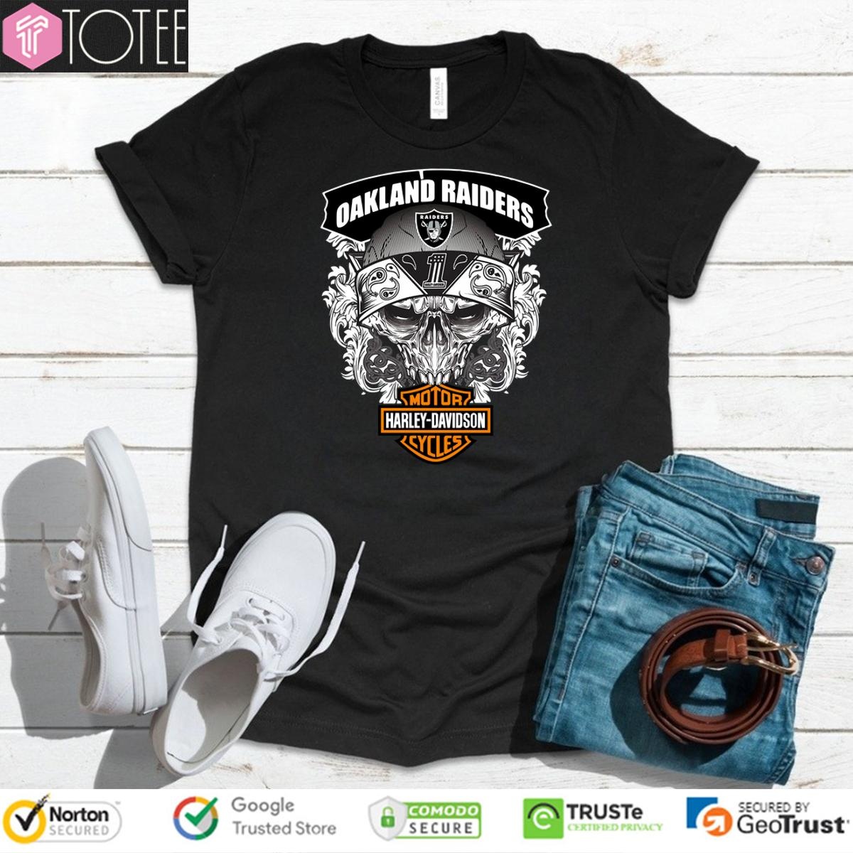 Oakland Raiders Motor Harley Davidson Cycles T-shirt
