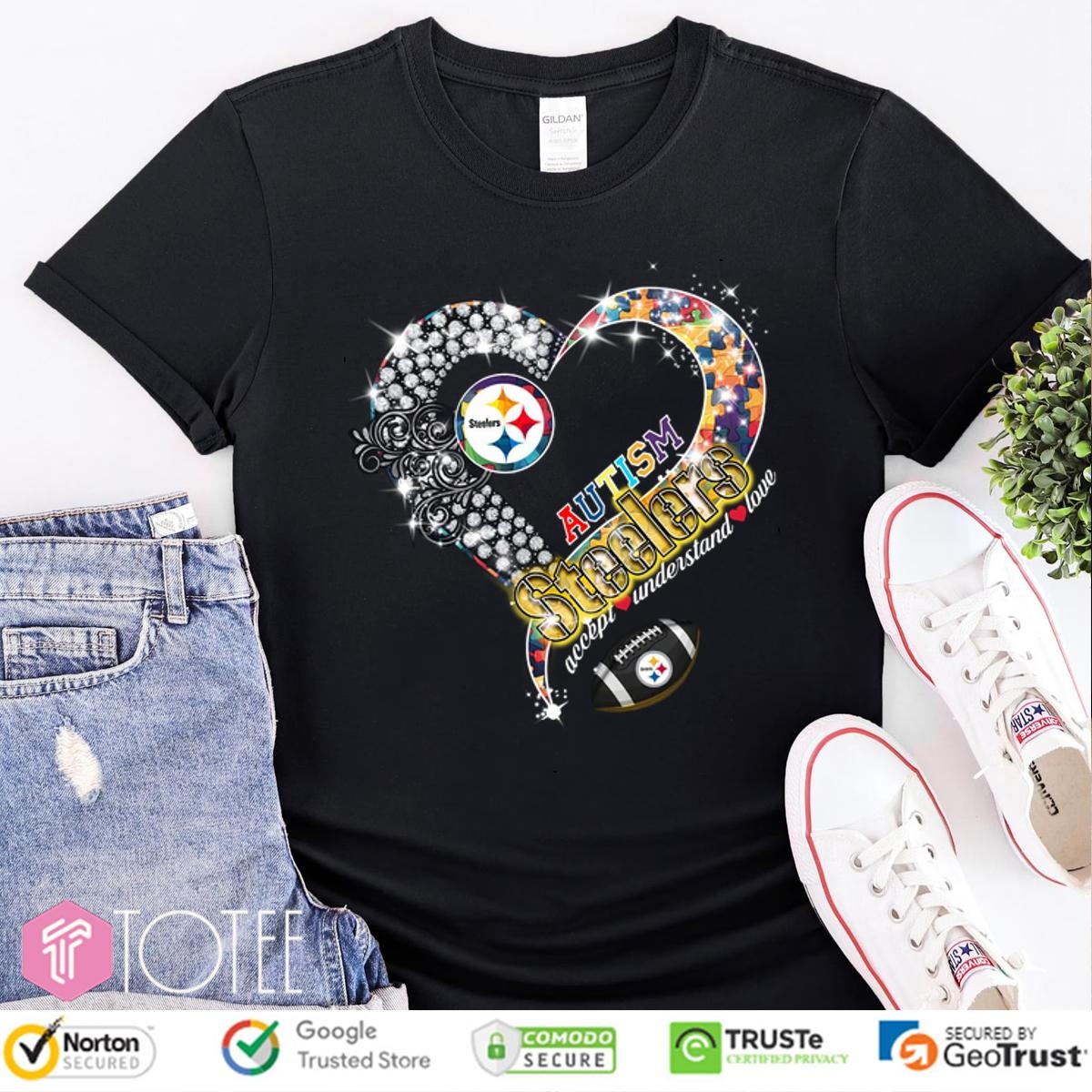 Pittsburgh Steelers Diamond Heart Autism Awareness Accept Understand Love shirt