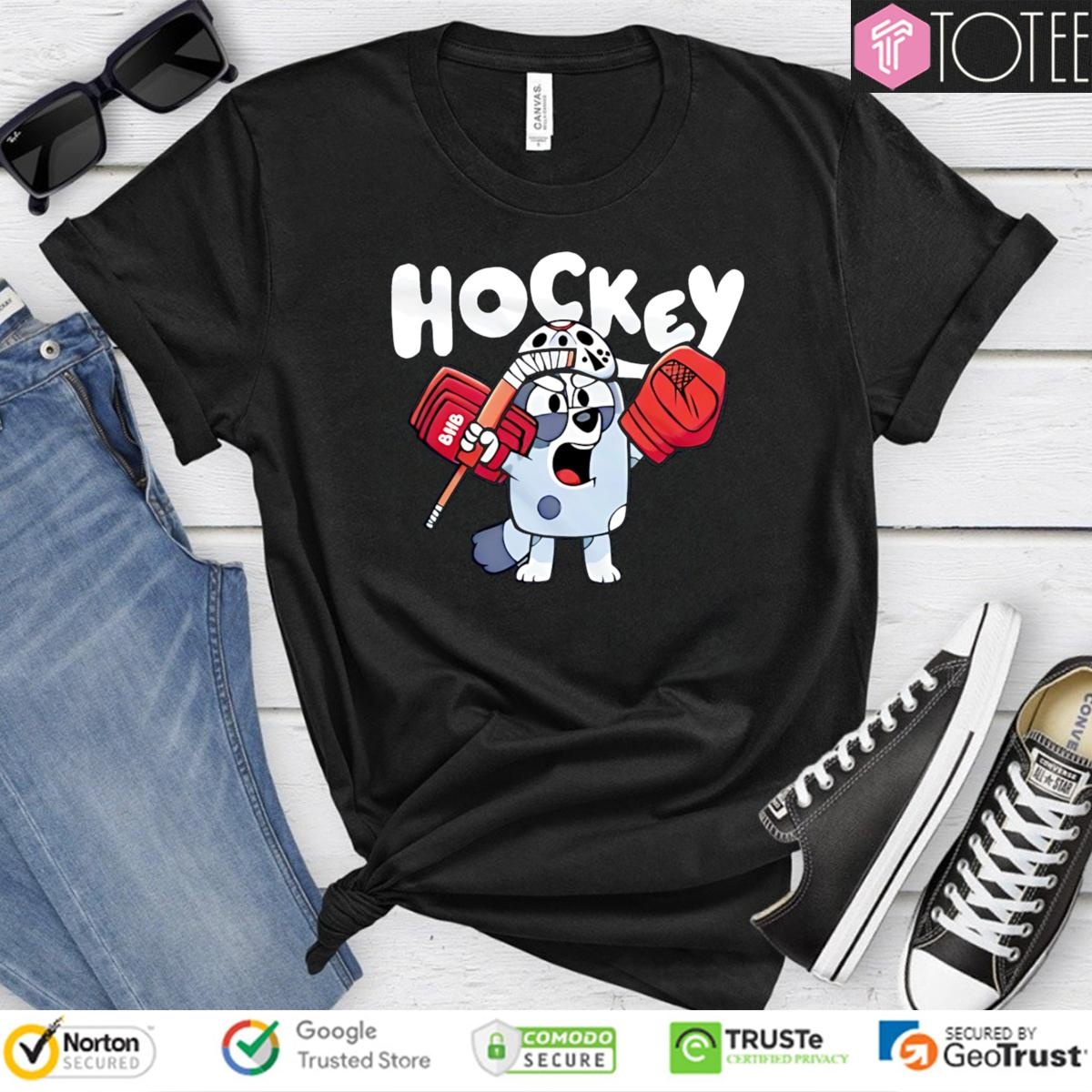 Bluey Heeler Wear Jason Mask And Play Hockey T-shirt