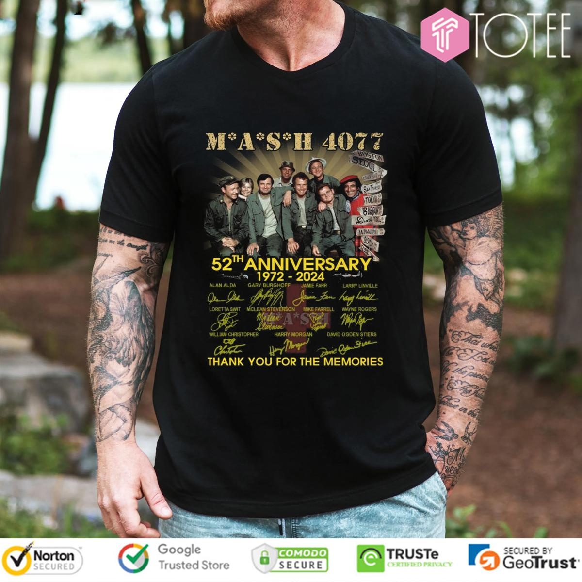 52Th Anniversary 1972-2024 Mash 4077 Signatures T-shirt