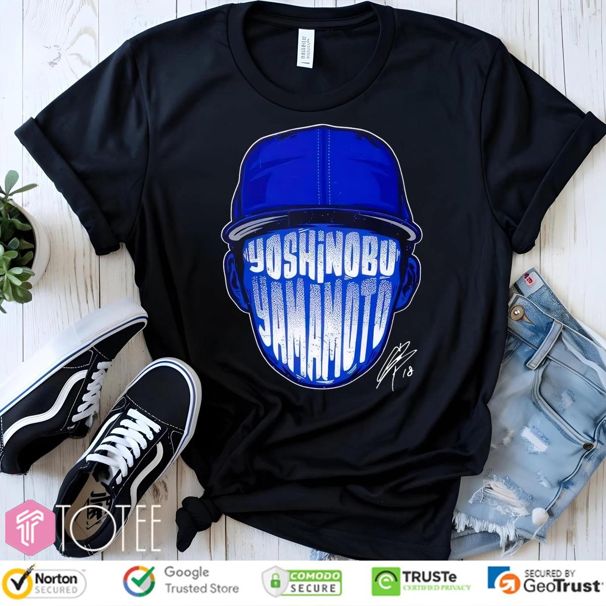Los Angeles Dodgers Yoshinobu Yamamoto Face Silhouette Signature T-shirt