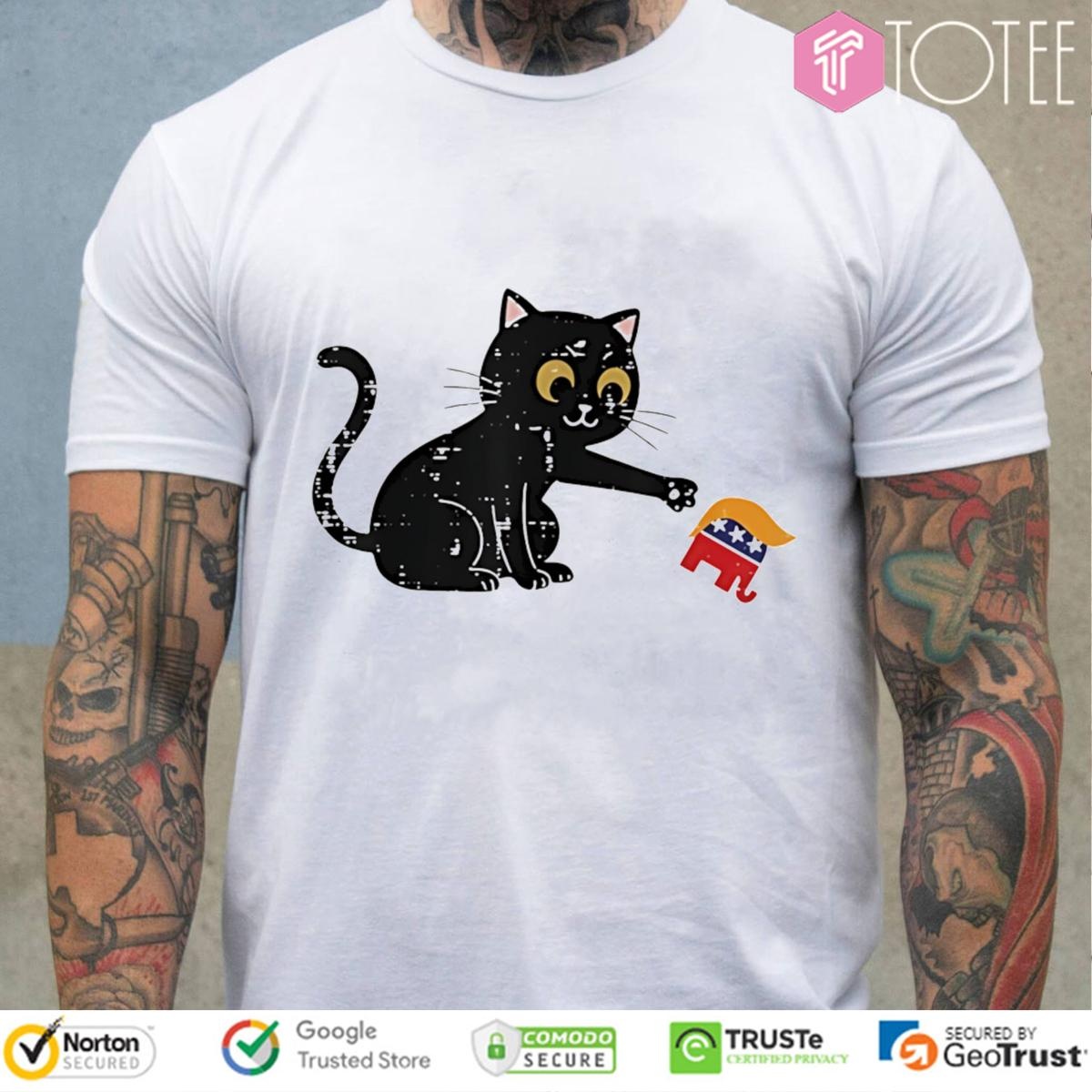 Black Cat Republican Elephant Trump T-shirt