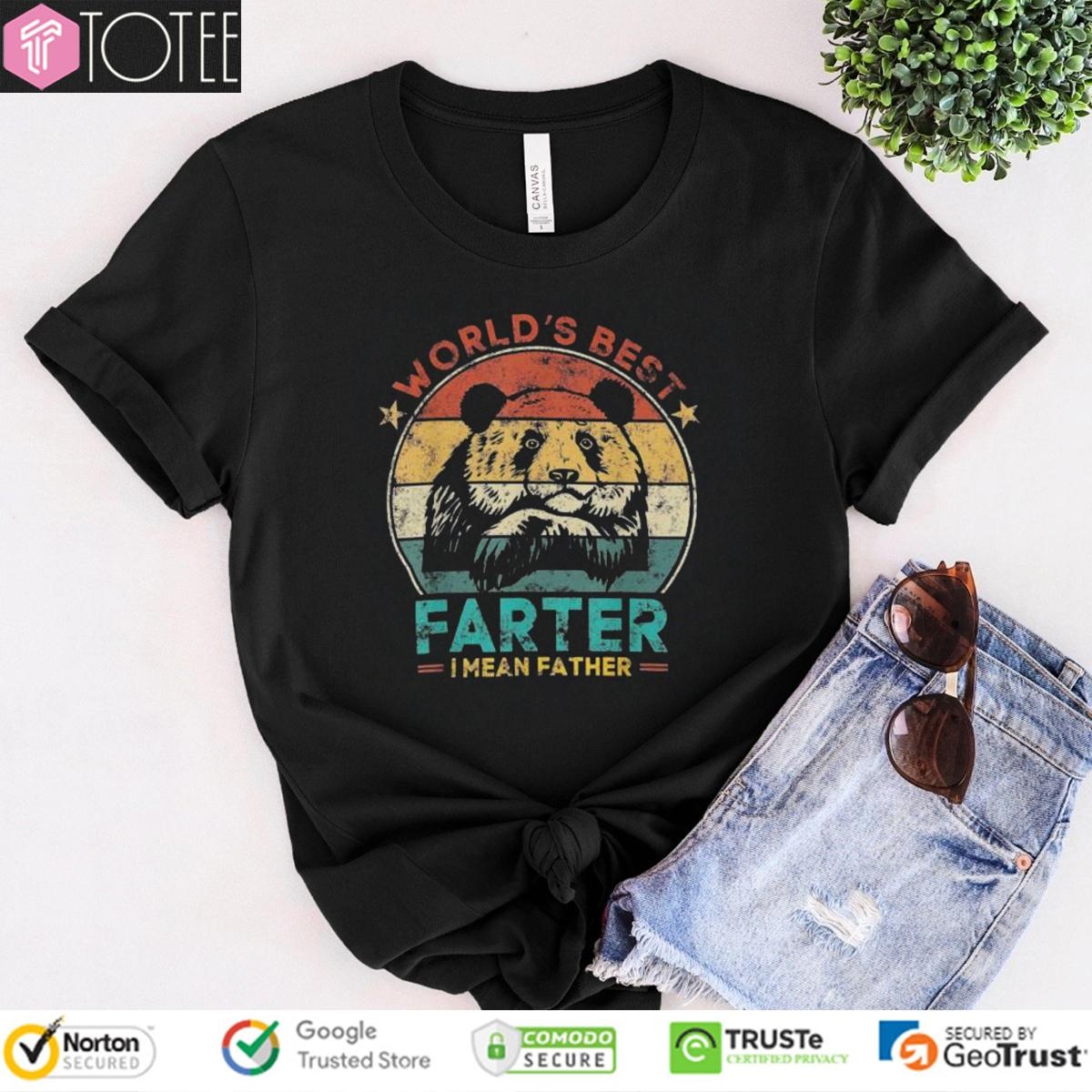 Worlds Best Farter I Mean Father Panda Bear Fathers Day Vintage T-shirt