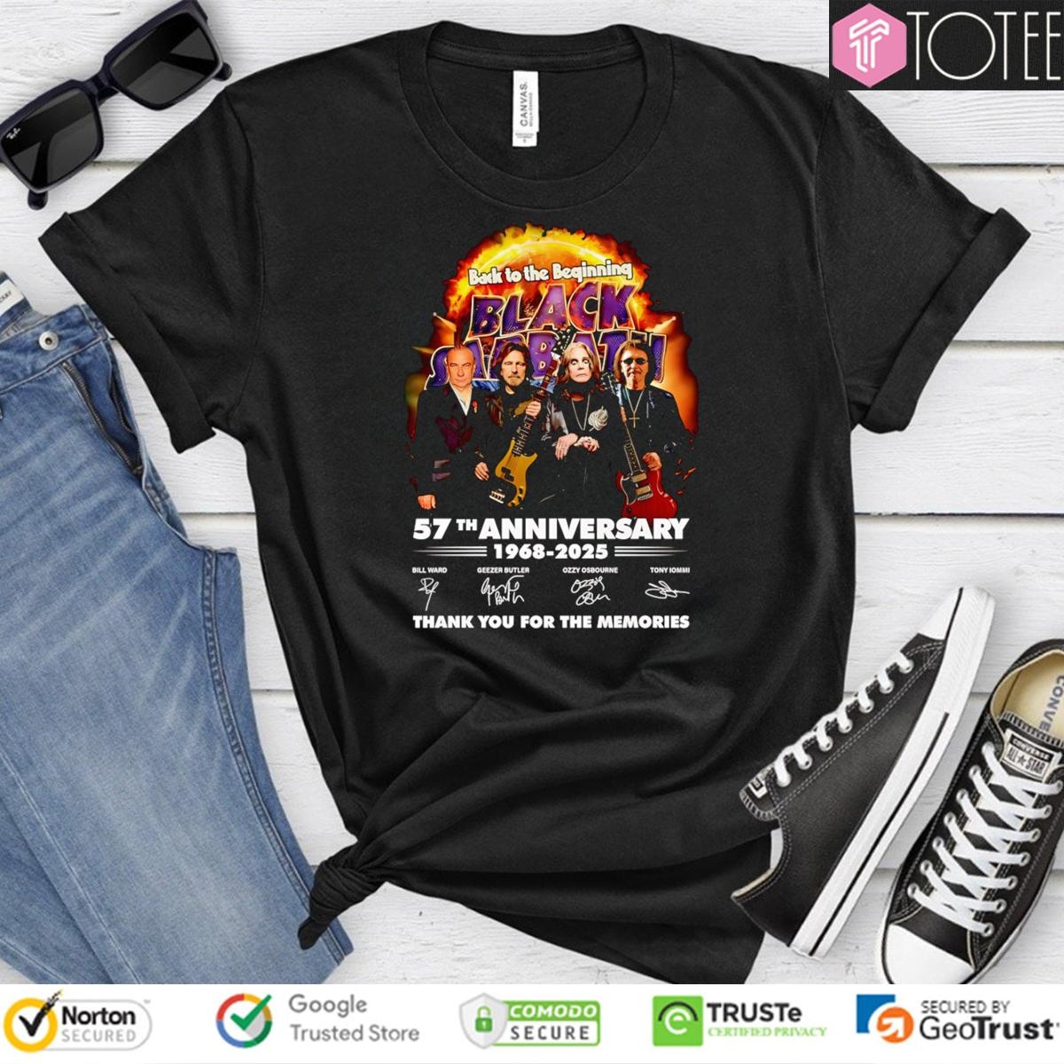 Back To The Beginning Black Sabbath 57Th Anniversary 1968-2025 Signatures T-shirt