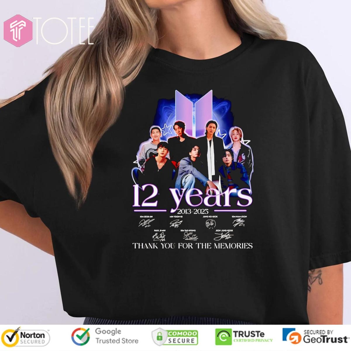 12 Years 2013 2025 Bts Signatures T-shirt