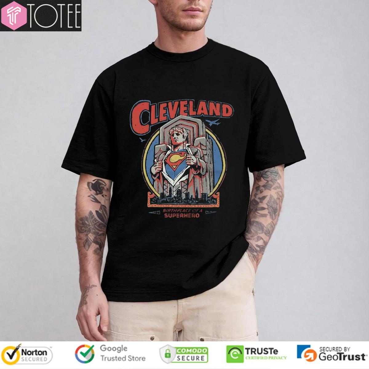 Cleveland Guardian Super Man Birthplace Of A Superhero Baseball T-shirt