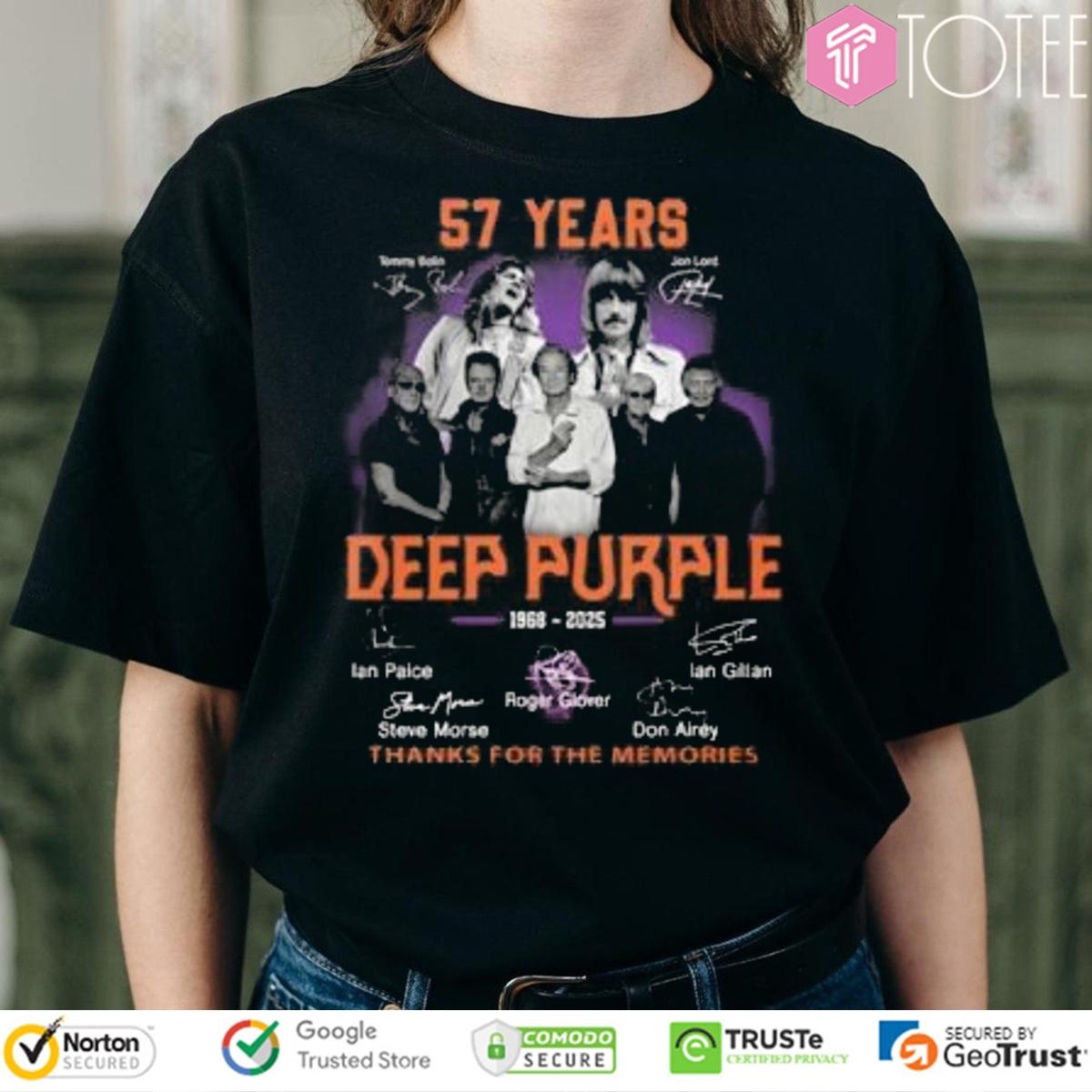 Deep Purple 57 Years 1968-2025 Signatures T-shirt