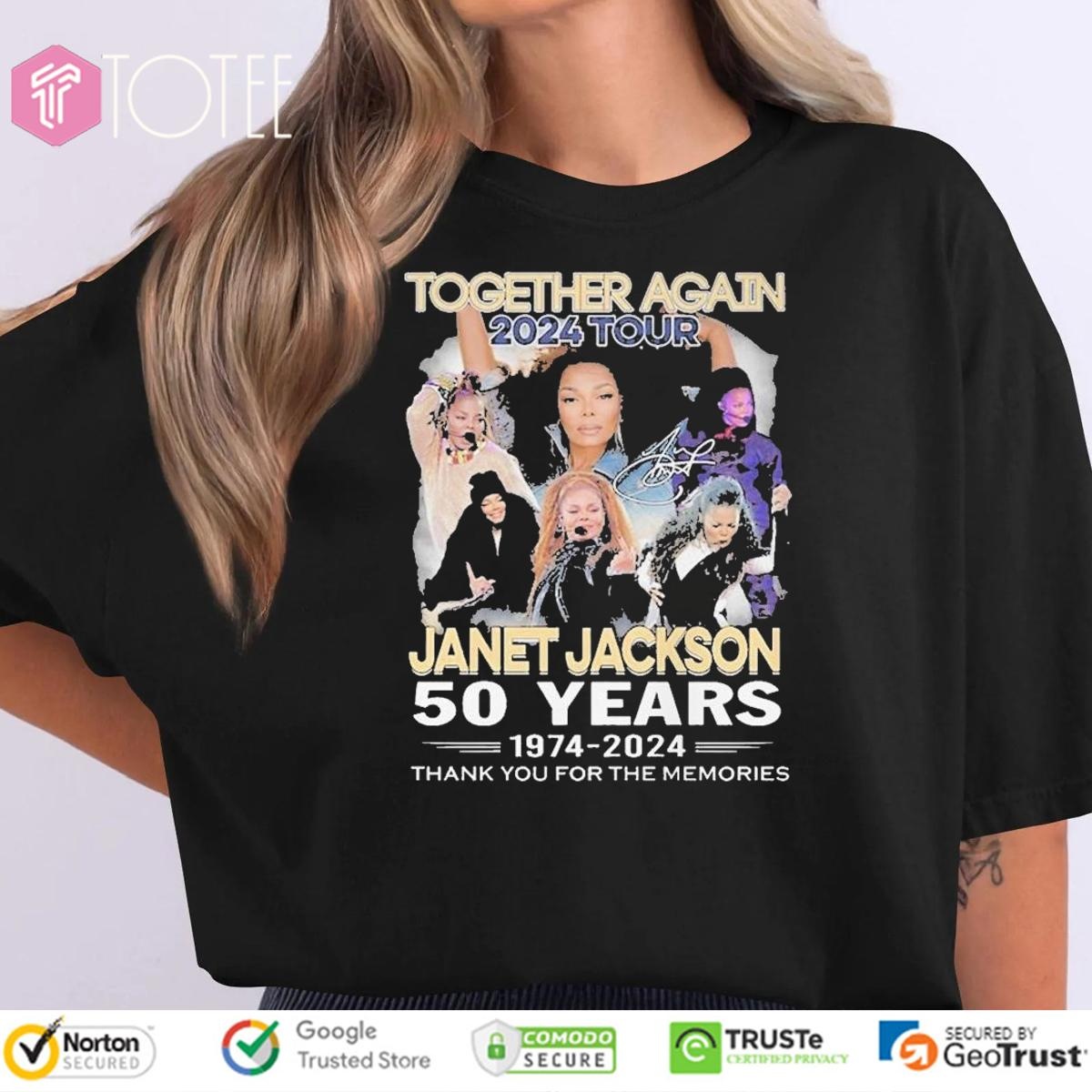 Janet Jackson Together Again Tour 50 Years 1974-2024 Signature T-shirt