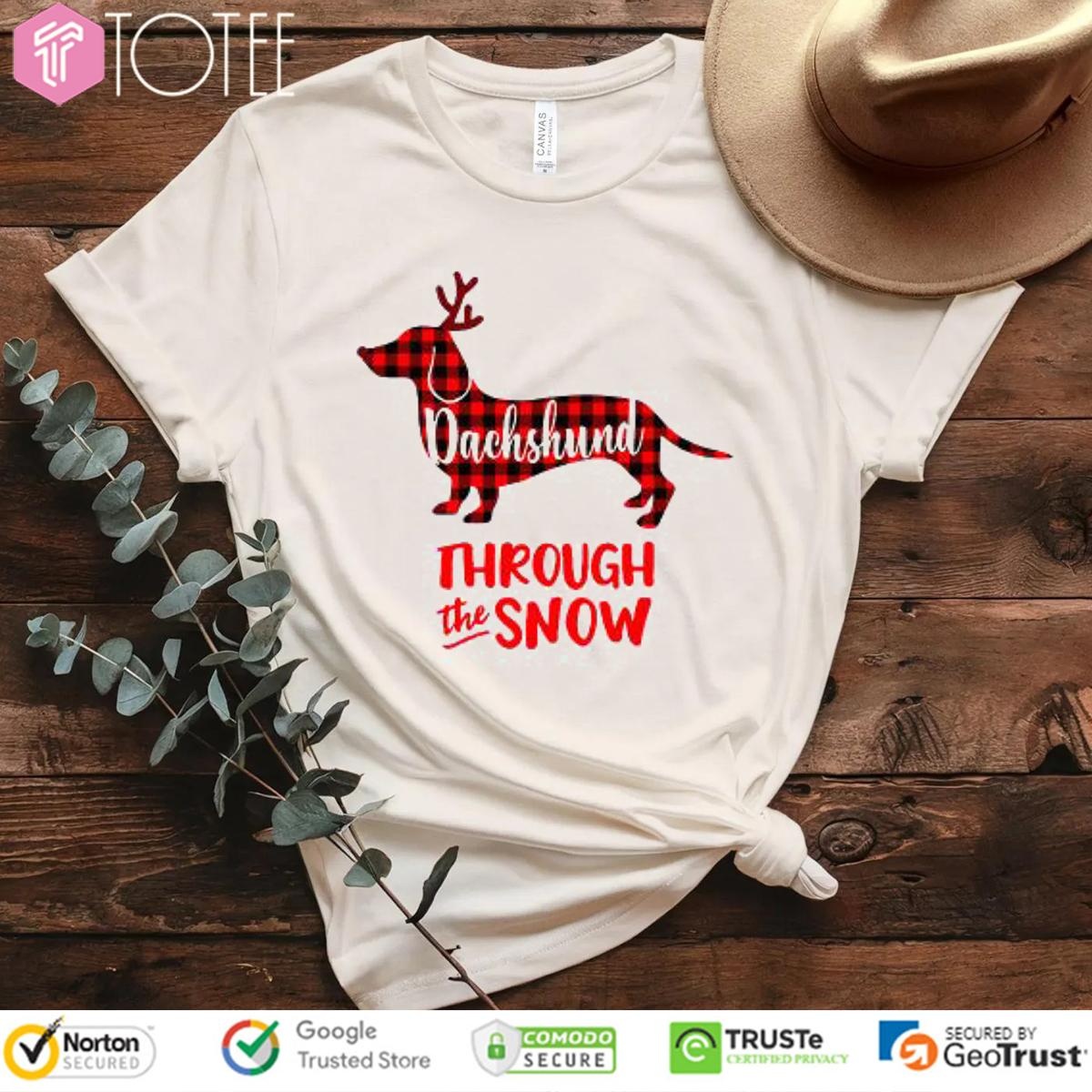 Dachshund Through The Snow Christmas T-shirt