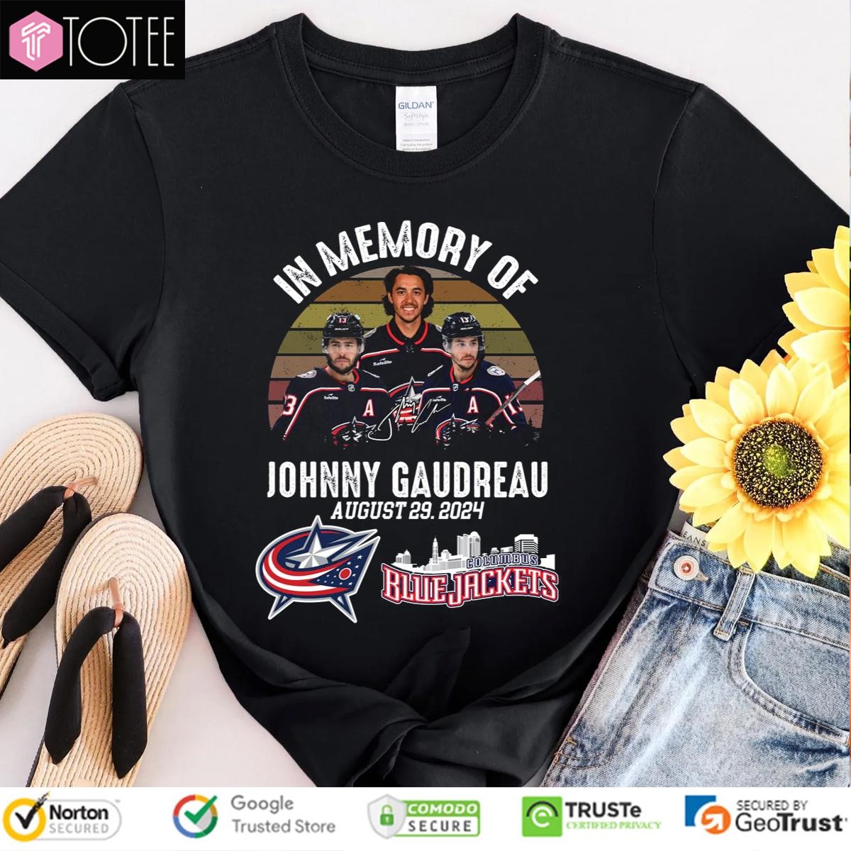 In Memory Of Johnny Gaudreau Blue Jackets Hockey Signature Vintage T-shirt