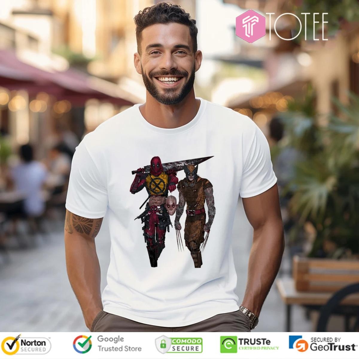 Deadpool And Wolverine Style Horror Scary Bloody T-shirt