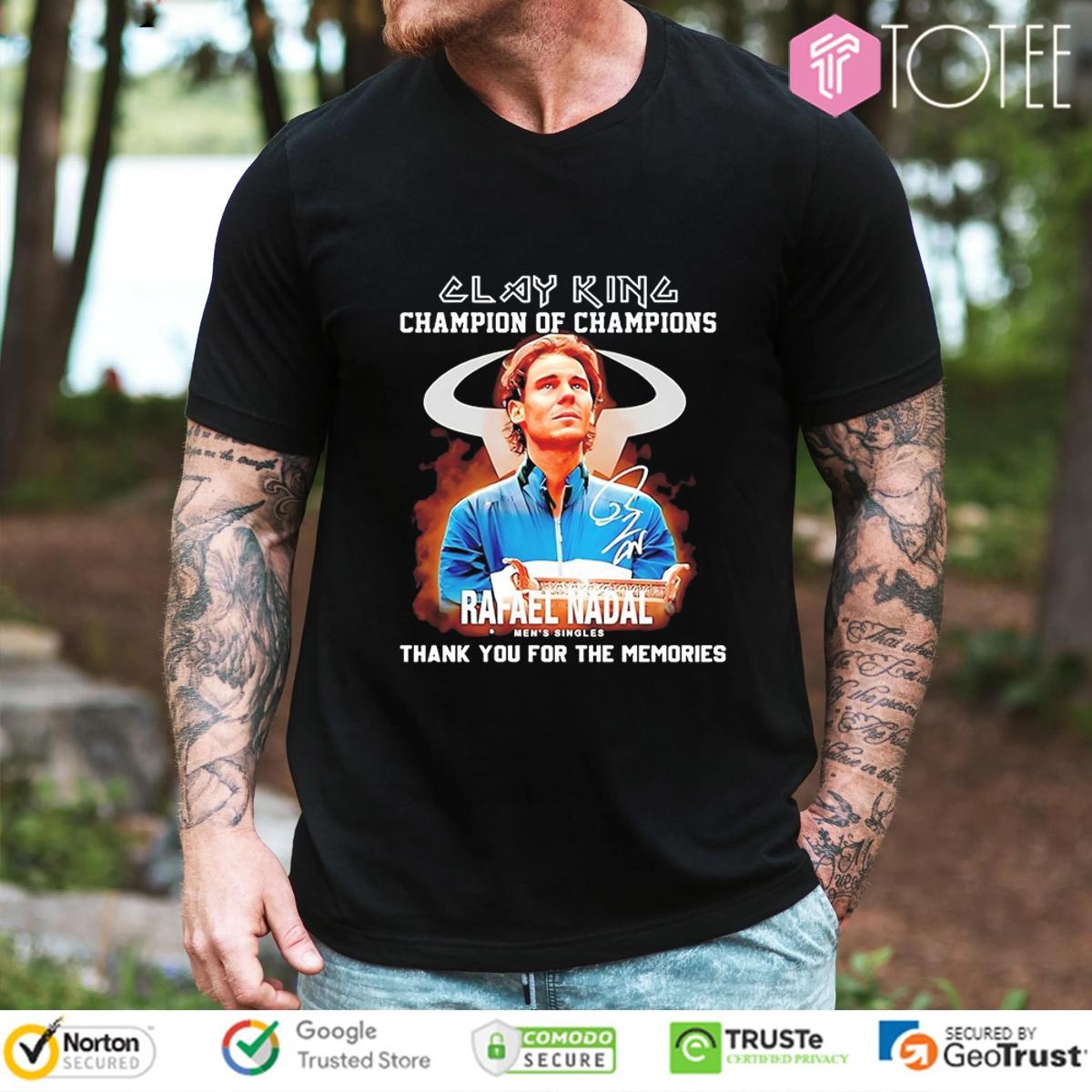 Clay King Champion Of Champions Rafael N Adal Mens Singles Signature T-shirt