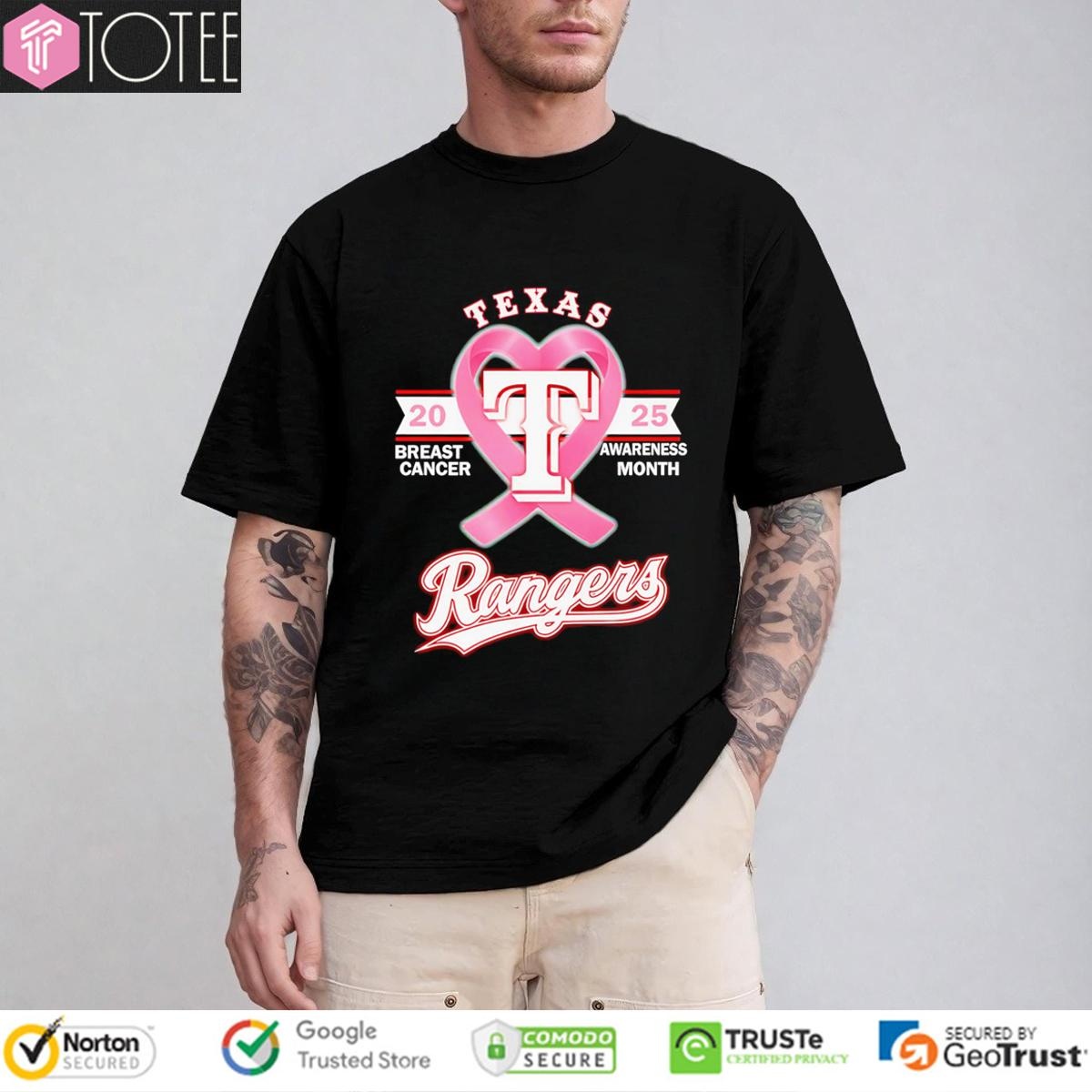 2025 Breast Cancer Awareness Month Texas Rangers Baseball T-shirt