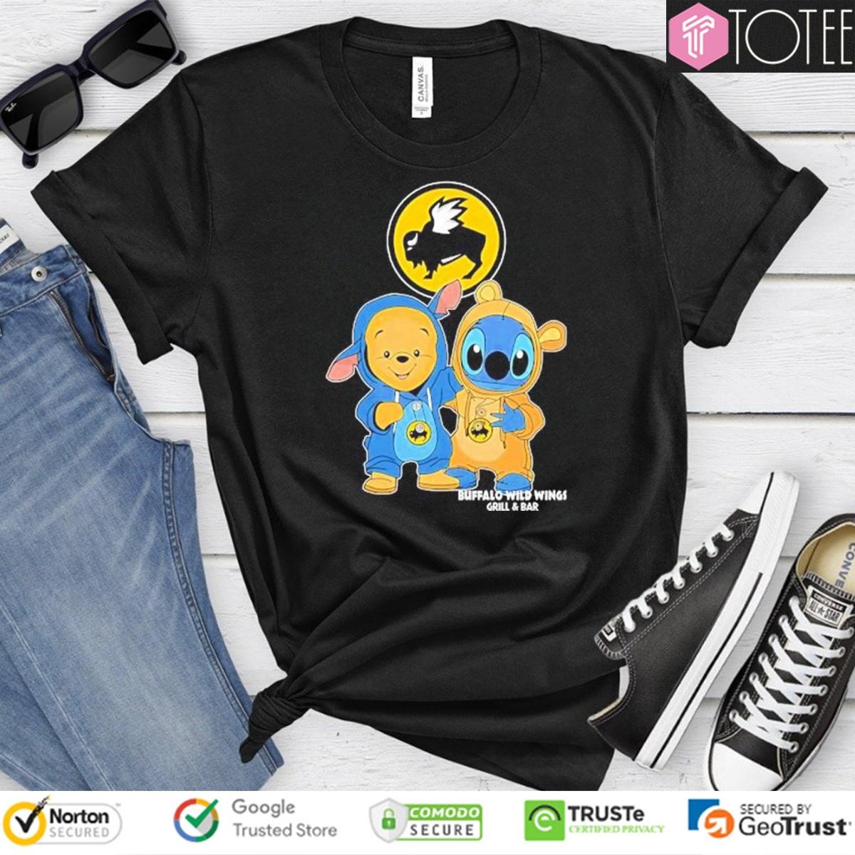 Pooh And Stitch Buffalo Wild Wings Grill And Bar T-shirt